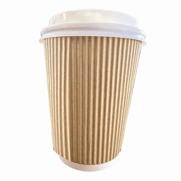 Ripple Hot Cups, 8 oz, Kraft/White, 500PK